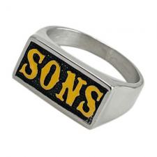 Stainless Steel SONS in Gold Motorcycle Biker Ring Gothic Harley Style